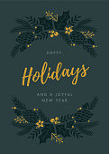 Holidays Card with wreath. - Illustration
