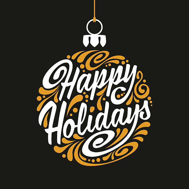 ilustraciones, imágenes clip art, dibujos animados e iconos de stock de tarjeta de felicitación de vacaciones con garabato abstracto bola de navidad. felices fiestas - happy holidays