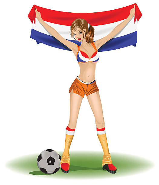 голландия девушка футбол вентилятор - michigan football stock illustrations