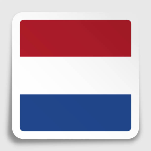 네덜란드, 네덜란드 는 그림자와 종이 사각형 스티커에 아이콘플래그. 모바일 응용 프로그램 또는 웹용 버튼입니다. 벡터 - progress pride flag stock illustrations