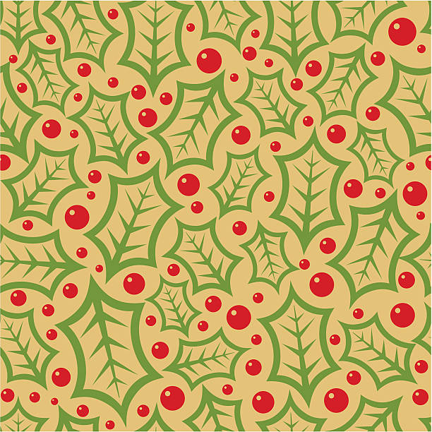 Holly giftpaper or wallpaper? vector art illustration