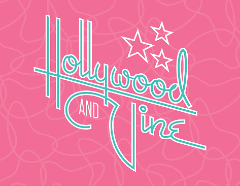 Hollywood and Vine Retro Vector Design with Stars.