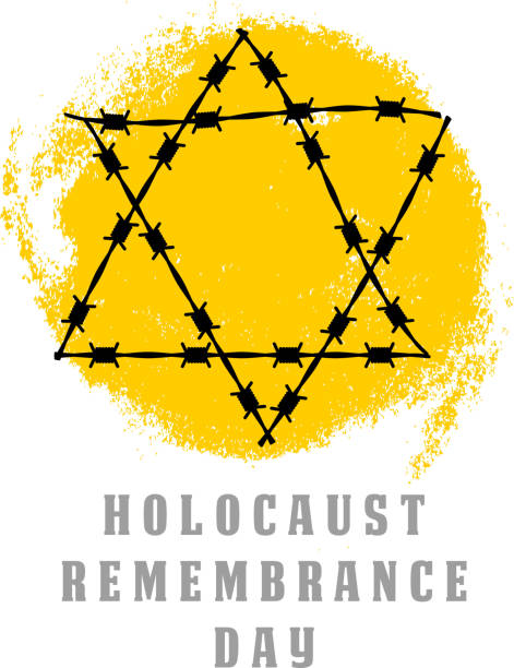 Holocaust Remembrance Day. Concentration Camps. Yellow Star of David. This David's Star was used in Ghetto and Concentration Camps. Vector illustration Holocaust Remembrance Day. Concentration Camps. Yellow Star of David. This David's Star was used in Ghetto and Concentration Camps. Vector illustration holocaust remembrance day stock illustrations