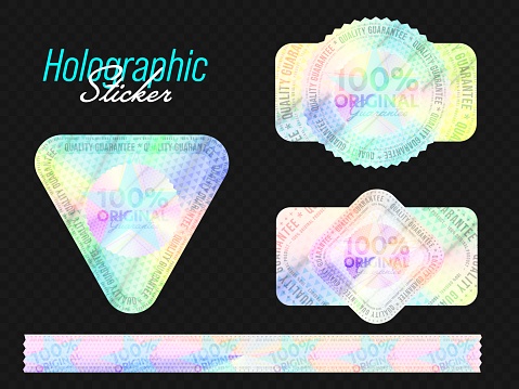 Holographic sticker, tape stripe, stamp seal set