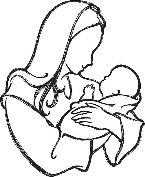 holy mother and child - madonna stock illustrations