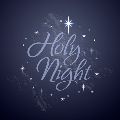 Holy Night calligraphy using chalk drawing on the blackboard