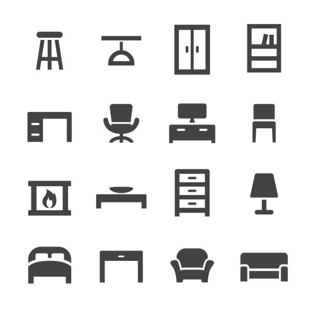 Home and Furniture Icons - Acme Series Home and Furniture Icons chair stock illustrations