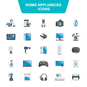 Appliance, Equipment, Iron - Appliance, Refrigerator, Devices, Editable Stroke Icon Set