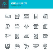 Set of Home Appliances thin line vector icons