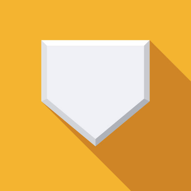 Home Base Baseball Icon A flat design baseball icon with a long shadow. File is built in the CMYK color space for optimal printing. Color swatches are global so it’s easy to change colors across the document. base sports equipment stock illustrations