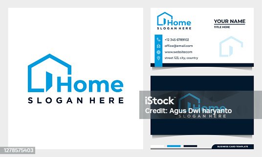 istock Home creative symbol concept. open door, building enter, real estate agency abstract business logo with business card template 1278575403