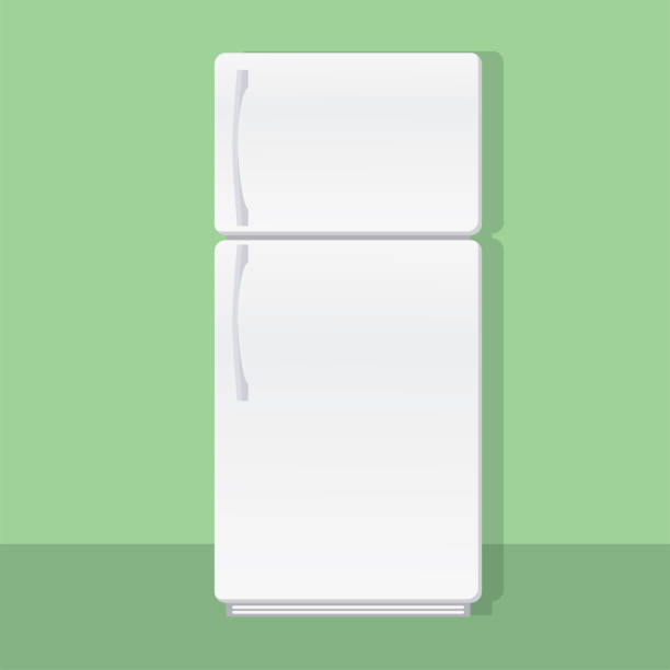 stockillustraties, clipart, cartoons en iconen met huis koelkast in een keuken - fridge