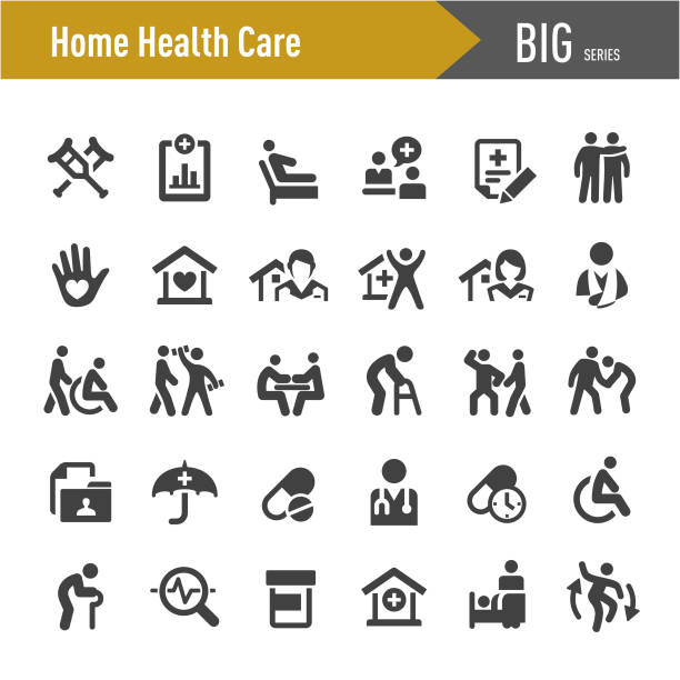 illustrations, cliparts, dessins animés et icônes de icônes de soins de santé à domicile - big series - soin a domicile service