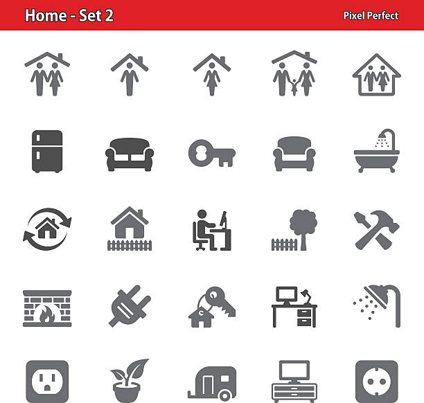 Home Icons - Set 2 Professional, pixel perfect icons depicting various real estate and home ownership concepts. chest freezer stock illustrations