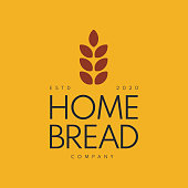 Home Made Bread Symbol, Organic Bread Store Emblem. Pastry Shop Organic Desert Cafe Premium Logo Design Template. Vector Illustration.