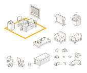 elements for home / office. 26.57° isometric