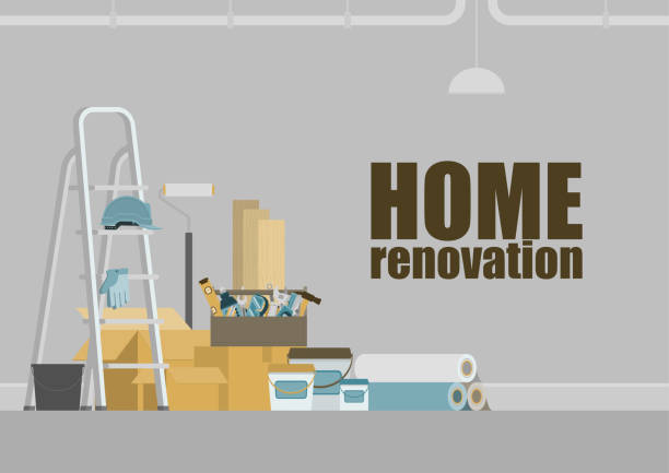 home renovierung hintergrund - renovieren stock-grafiken, -clipart, -cartoons und -symbole