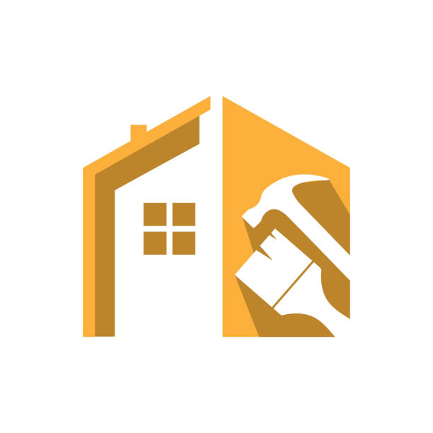 home repair logo-vektor-illustrationen - renovieren stock-grafiken, -clipart, -cartoons und -symbole