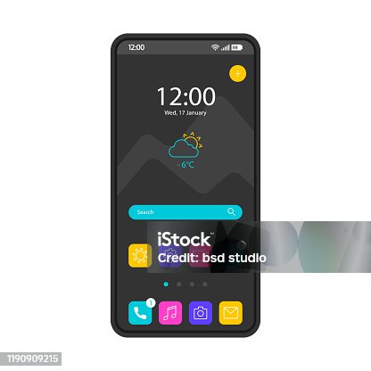 istock Home screen smartphone interface vector template 1190909215