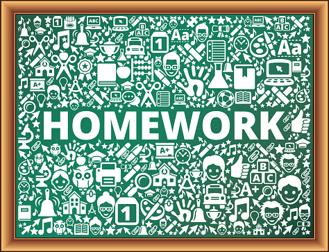 Homework School and Education Vector Icons on Chalkboard