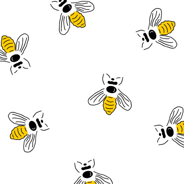 Honey Bee seamless pattern background. Bee vector. Vector seamless pattern with honey bee background. Vector illustration Honey Bee seamless pattern background. Bee vector. Vector seamless pattern with honey bee background. Vector illustration bee designs stock illustrations