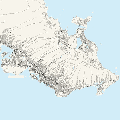 Honolulu, Hawaii USA Vector Map