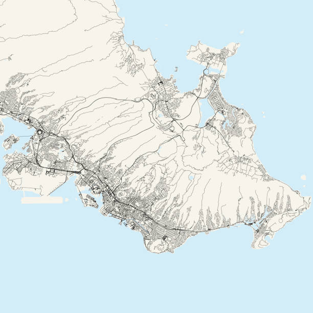 Honolulu, Hawaii USA Vector Map Topographic / Road map of Honolulu, Hawaii . USA United States of America. Original map data is open data via © OpenStreetMap contributors. All maps are layered and easy to edit. Roads are editable stroke. pearl harbor stock illustrations