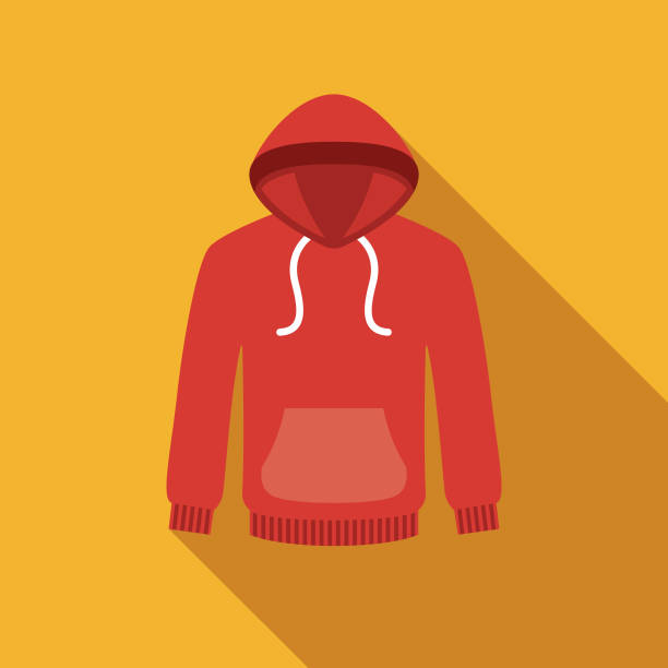 Hoodie Clothing & Accessories Icon A flat design icon with a long shadow. File is built in the CMYK color space for optimal printing. Color swatches are global so it’s easy to change colors across the document. hoodie stock illustrations