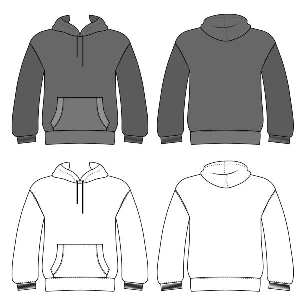 Royalty Free Blank Hoodie Template Drawing Clip Art, Vector Images ...