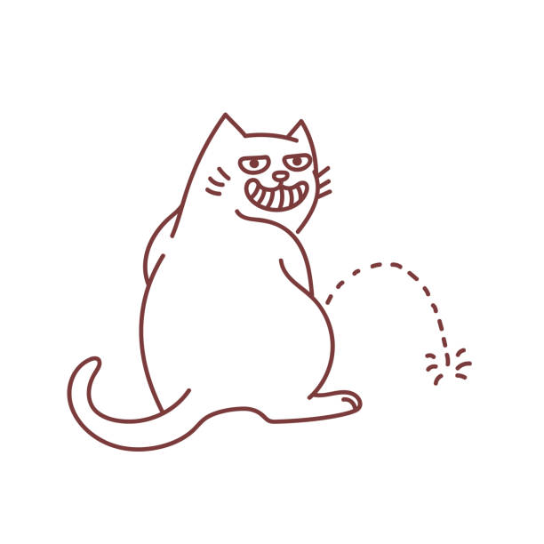 Hooligan Cat Peeing On The Floor Stock Illustration