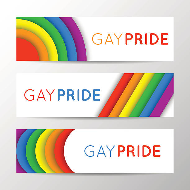 horizontal banners for pride month. gay culture, rainbow symbol - 同性戀者 幅插畫檔、美工圖案、卡通及圖標