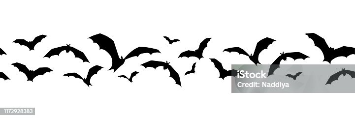 istock Horizontal seamless background with bats. Vector illustration. 1172928383