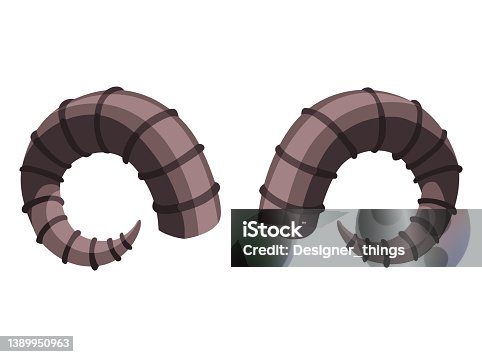 istock Horns. Hunting trophy. Vector horned wild animal. Pairs of antlers. Vector illustration of hunted animal, wildlife decoration concept 1389950963