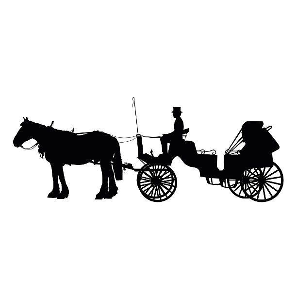 Horse and Buggy A black silhouette of a horse and buggy or carriage carriage stock illustrations