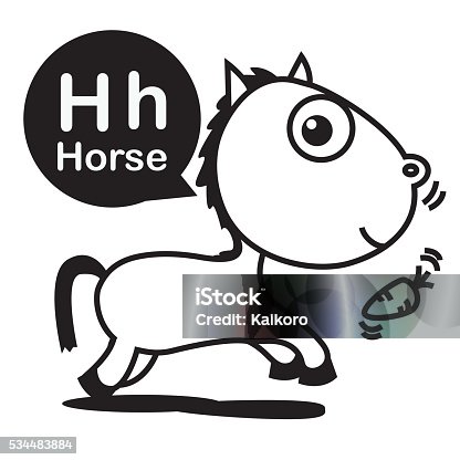 istock Horse cartoon and alphabet for children to learning and colori 534483884