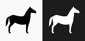 istock Horse Icon on Black and White Vector Backgrounds 825371392