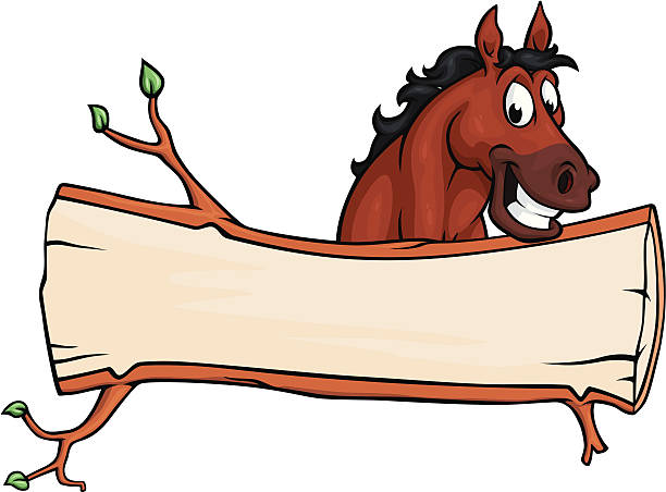 Horse Log Copy Space Vector Illustration of a horse on a log revealing wonderful copy space. File saved on layers. shire horse stock illustrations