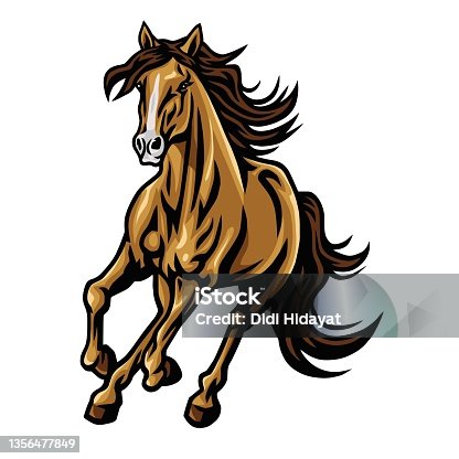 istock Horse Mustang Logo Running Vector Mascot Illustration 1356477849