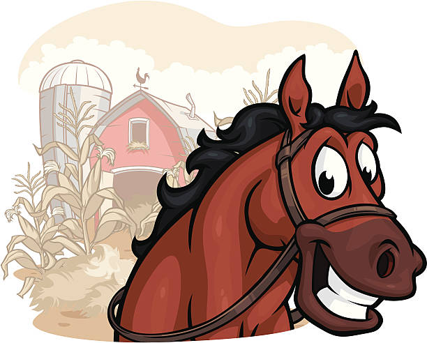Vector Illustration of a horse working on the farm. File saved on layers for easy editing (Reins can be removed).