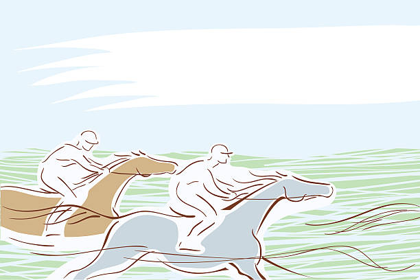 Horse race with two horse and jockeys Vector illustration banner horse backgrounds stock illustrations