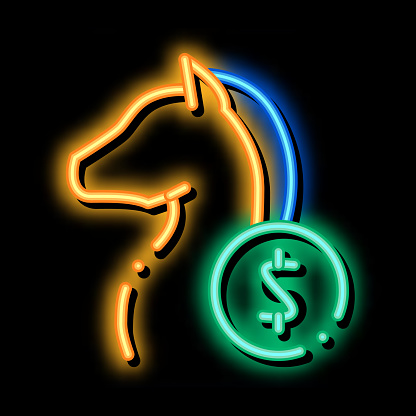 Horse Racing Betting And Gambling neon light sign vector. Glowing bright icon sign. transparent symbol illustration