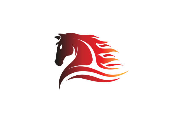 Horse Red Logo Horse Red Logo Design Illustration mustang stock illustrations