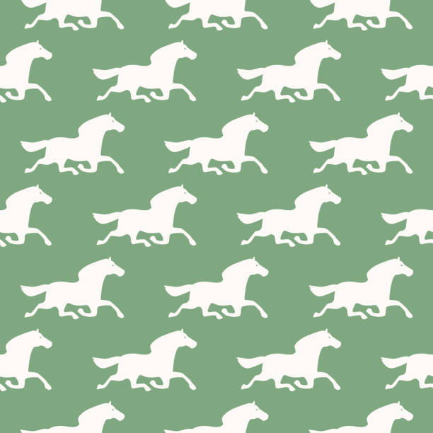 Horse Seamless Pattern Vector illustration of a galloping horse seamless pattern. horse patterns stock illustrations