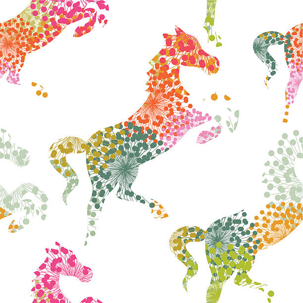 Horse seamless pattern Colorful horse pattern. You can repeat it as much as you want. horse backgrounds stock illustrations