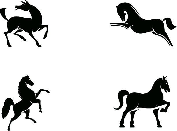 stockillustraties, clipart, cartoons en iconen met horse set 3 - jumping