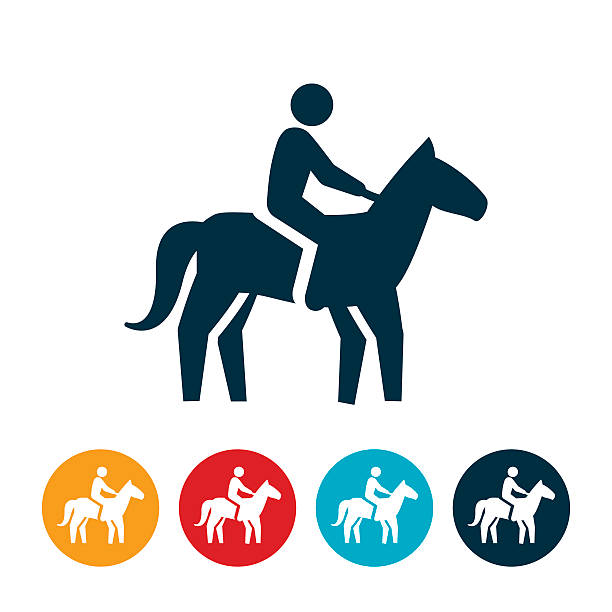 Horseback Riding Icon An icon of a person riding a horse. horse symbols stock illustrations