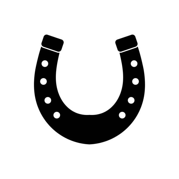 Horseshoe black color icon . Horseshoe it is black color icon . horse hoof prints stock illustrations