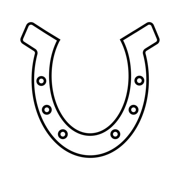 bildbanksillustrationer, clip art samt tecknat material och ikoner med horseshoe icon. illustration horse shoes symbol. emblem good luck  vector. - western horse pattern