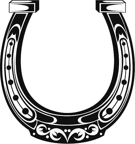 Horseshoe Lucky steel horseshoes set isolated on white background horseshoe stock illustrations