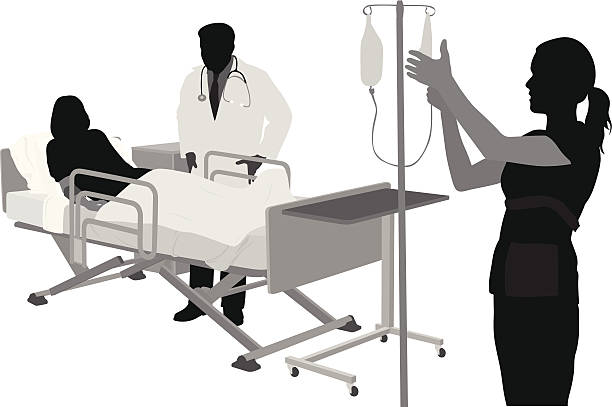 Hospital Care A-Digit  bed furniture silhouettes stock illustrations